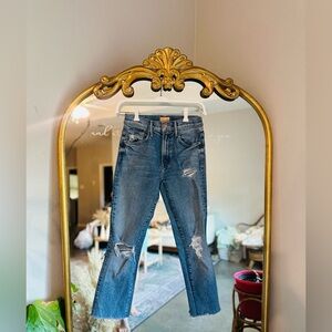 Mother insider ankle bloom and doom distressed jeans size 25